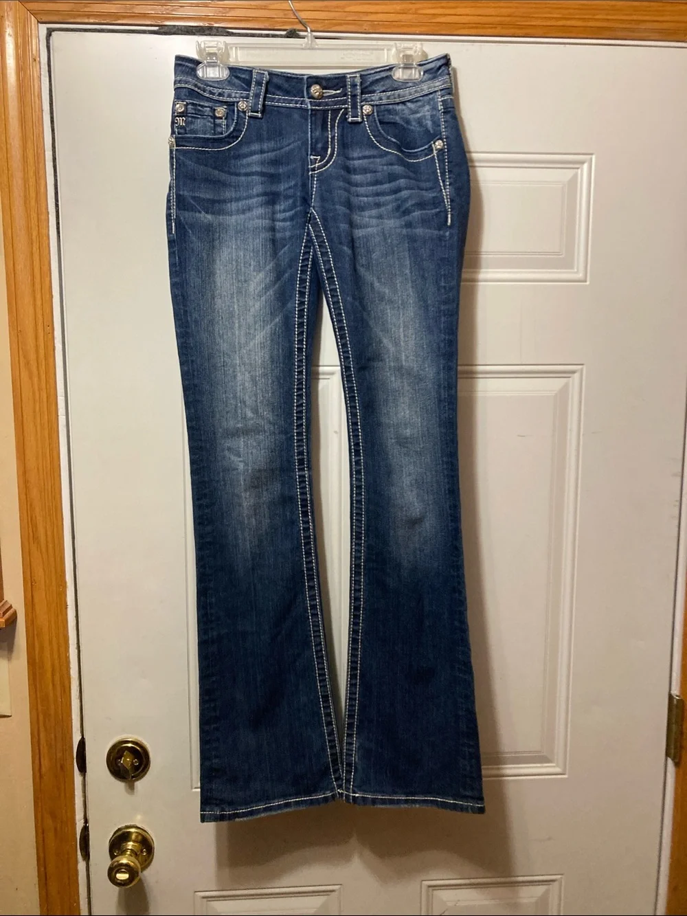 Miss Me Dark Blue‎ Boot Cut Jeans with Embroidered Back Pockets 26